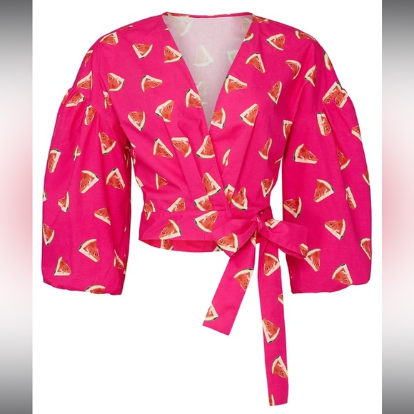 LAST CHANCE!  RTR Color Me Courtney Emily Wrap Top Pink Watermelon Size Small - Picture 2 of 10